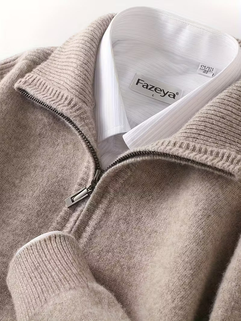 Męski sweter z suwakiem 100% Wełna