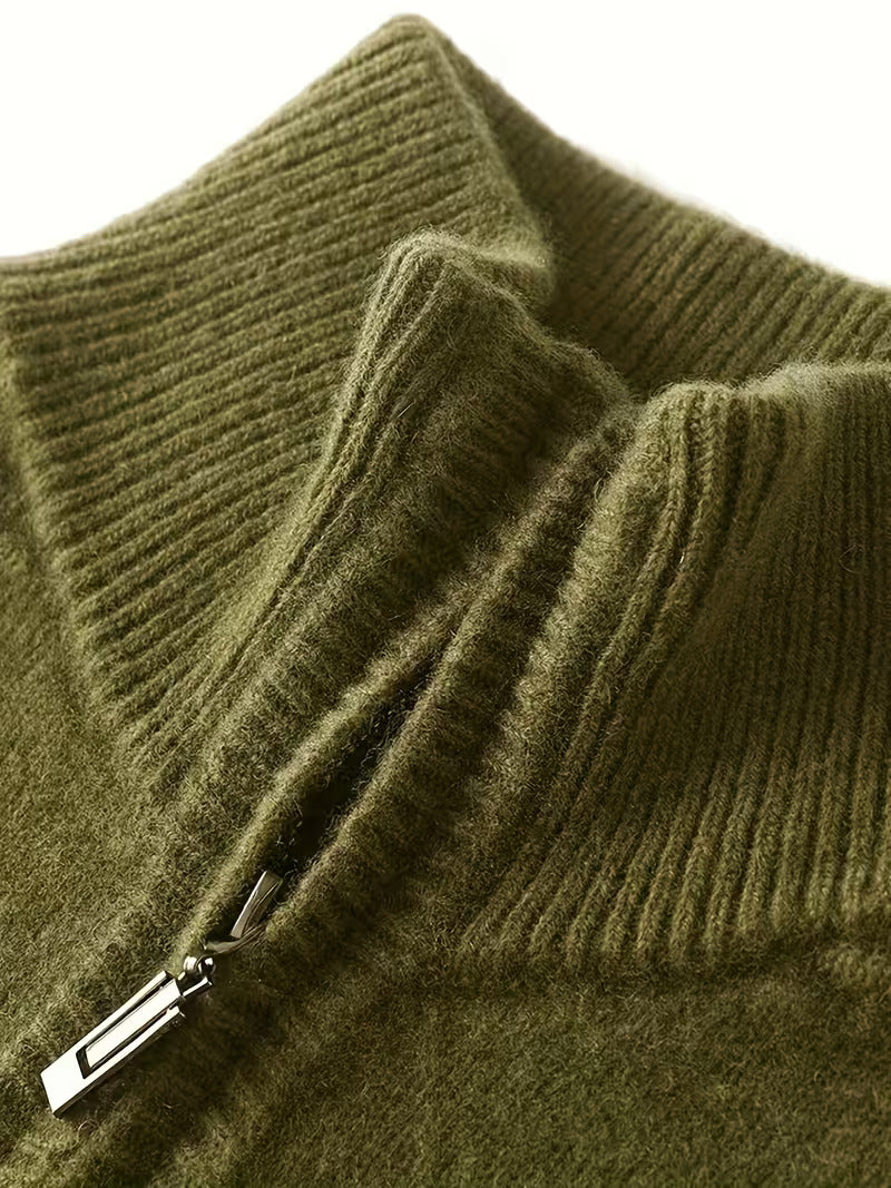 Męski sweter z suwakiem 100% Wełna