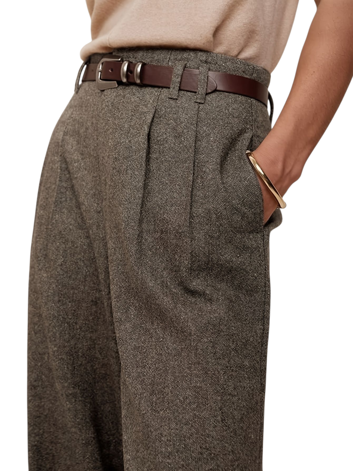 Męskie spodnie z mieszanki wełny