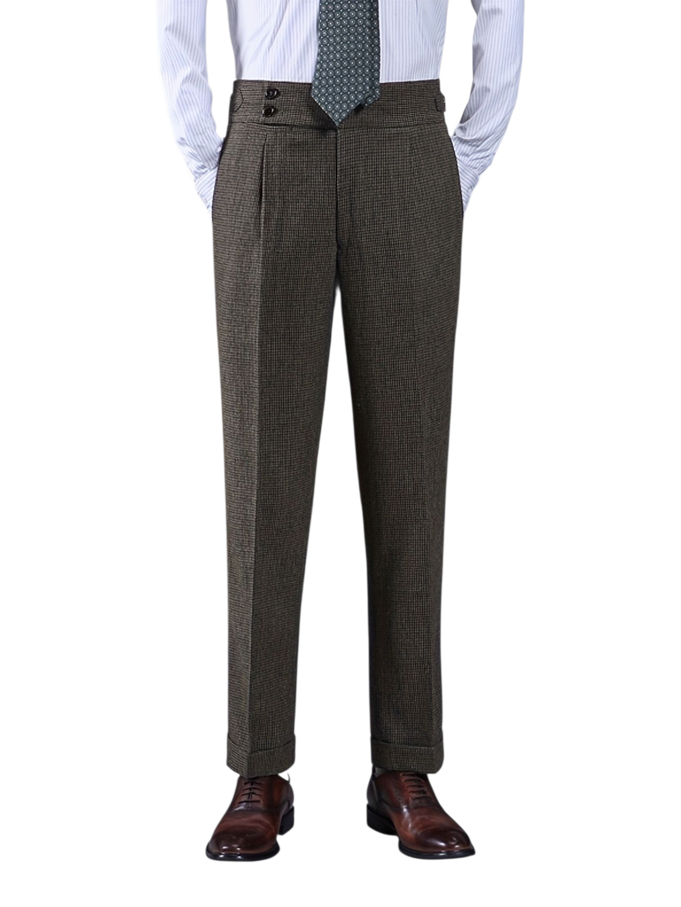 Włoskie spodnie męskie z domieszką wełny