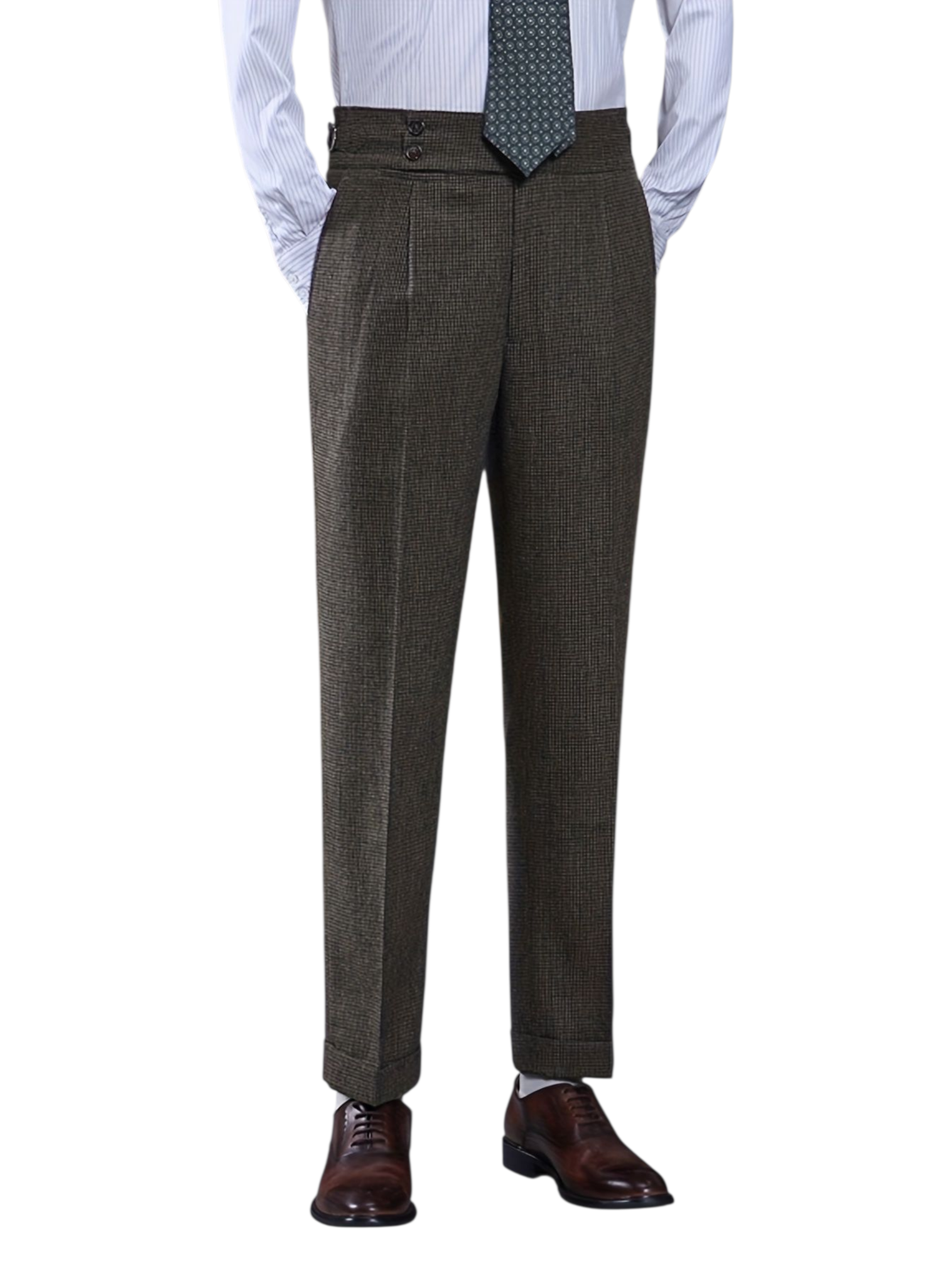 Włoskie spodnie męskie z domieszką wełny