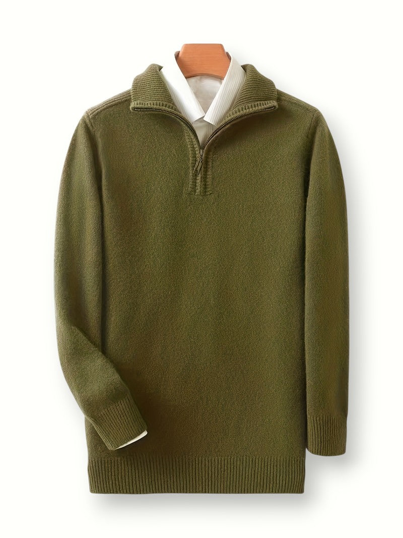 Męski sweter z suwakiem 100% Wełna