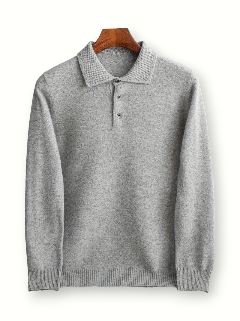 Sweter Męski z Kołnierzem 100% Wełna