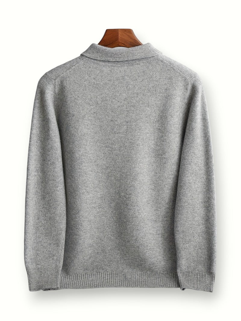 Sweter Męski z Kołnierzem 100% Wełna