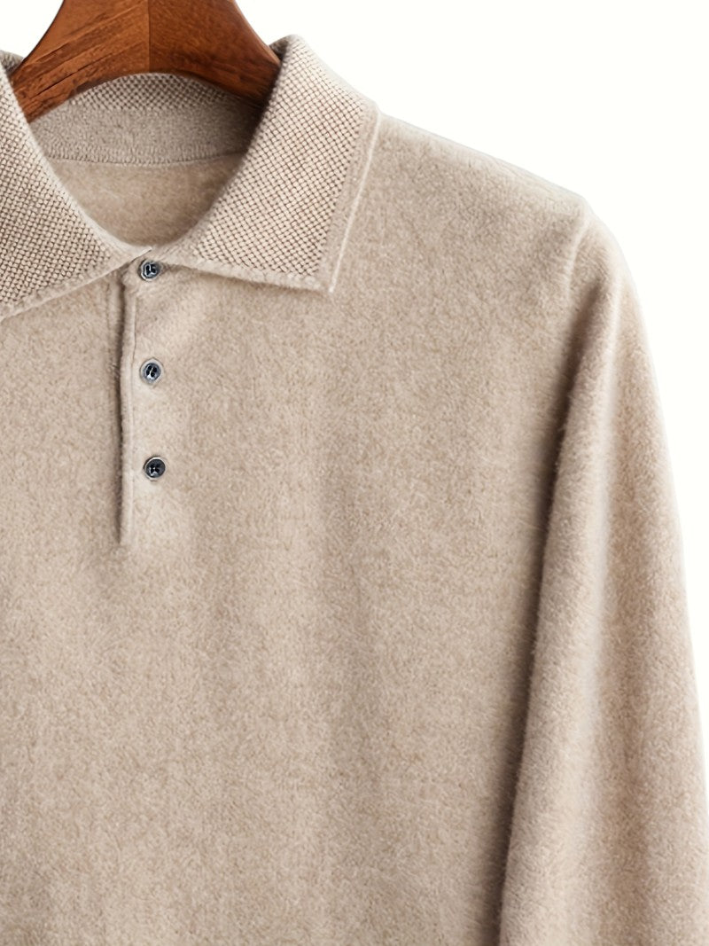 Sweter Męski z Kołnierzem 100% Wełna