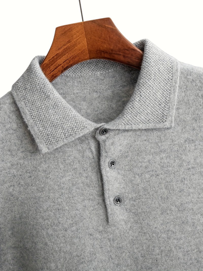 Sweter Męski z Kołnierzem 100% Wełna