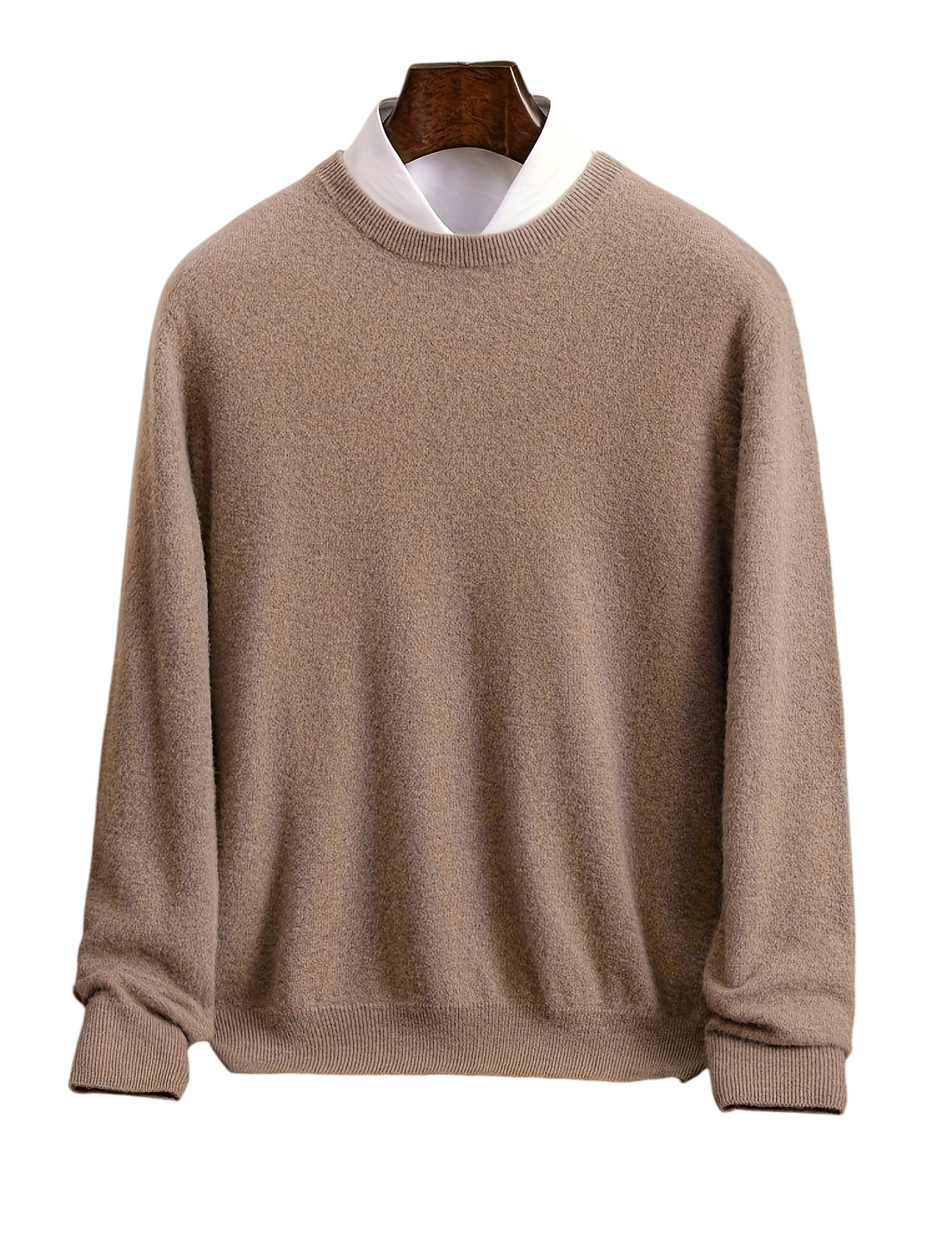 Kremowy Sweter 100% Wełny Męski